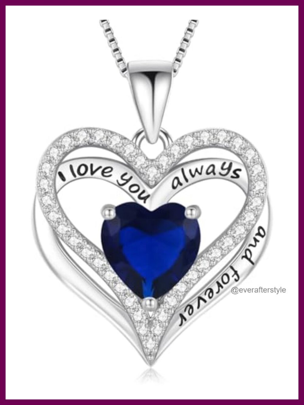 S925 Sterling Silver Heart Pendant Necklace for Women, I Love You Always and